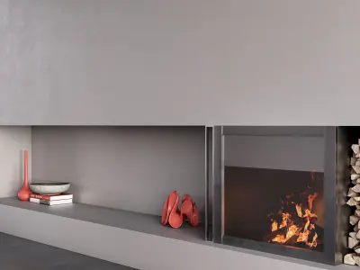 Decorated Wall with Fireplace - 7 3D model