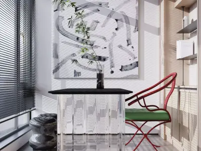 Modern living room dining room interior scenes 528 3D model