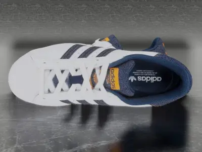 Adidas 3D Shoes - White - Blue SuperStar Series Low-poly 3D model