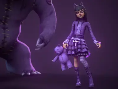 Goth Annie Stylized-Game Ready Low-poly 3D model
