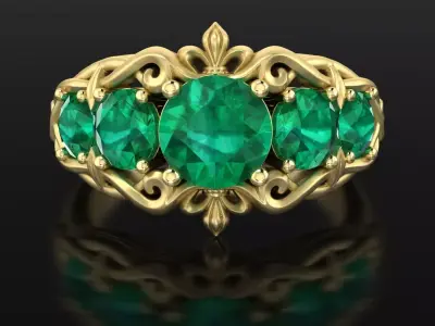 Ring with patterns nd Lilies 3D print model