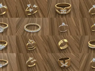 Collection of 50 Jewelry Rings 3D models 3D Model Pack