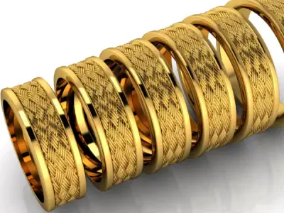 Modern Mens Textured Wedding Band USA Size 7 to 12 3D print model