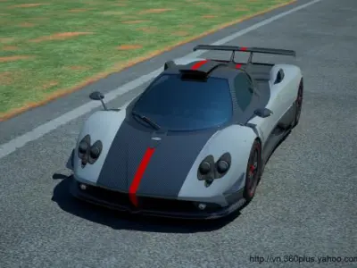 Car futuristic sports on road 3D model