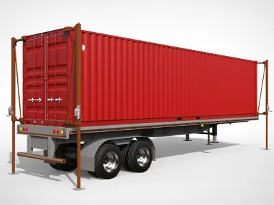 Container trailer 3D model