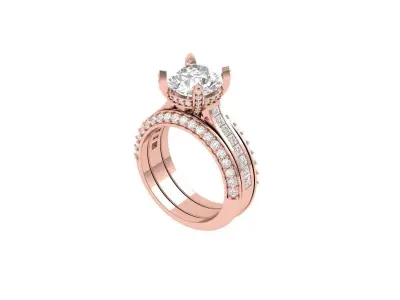 Solitair Ring Bridal Set 3D print model 12