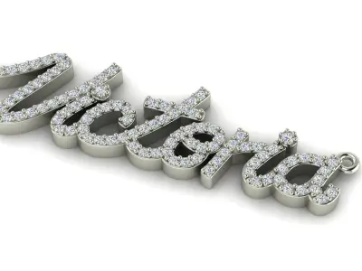 Custom Diamond Name Pendant VICTORIA 3D print model
