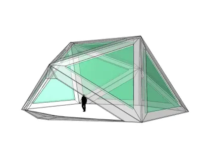 Geodesic Dome Structure with Frame and Glass Panels 3D model