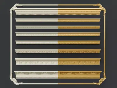 Classic carvings moldings and gypsum cornice 4 3D model