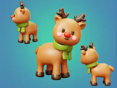 Reindeer  With Scarf Low-poly 3D model