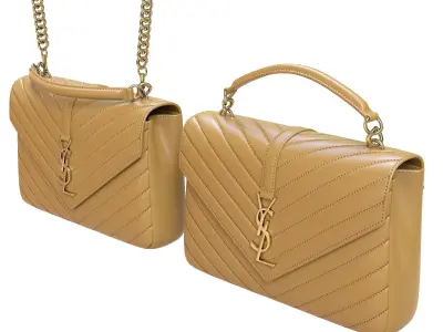 YSL Saint Laurent College Medium Chain Bag Yellow Low-poly 3D model