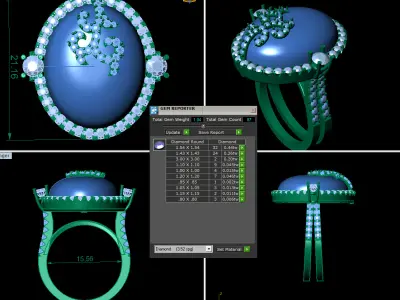Opal Diamond Wedding Ring 189 3D print model