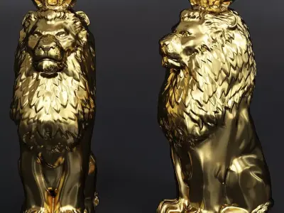 lion statue decor and for 3d printing Low-poly 3D model
