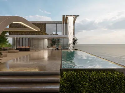 Modern Luxury Cliffside Villa Exterior - Lumion  Scene 3D model