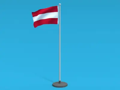 Low Poly Seamless Animated Austria Flag Low-poly 3D model
