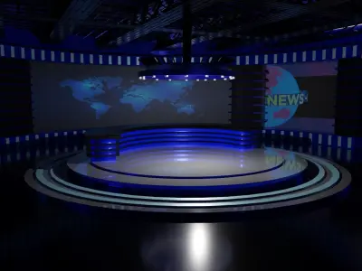 TV Studio News Low-poly 3D model