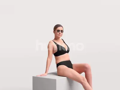  Humano Beautiful Woman in swimsuit sitting pool-2511-032-7351 3D model
