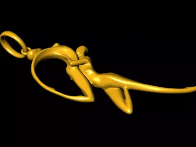 Couple love pendant charms - one inch pendant 3D print model