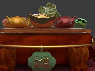 Chinese display stand with cabbage  3D model