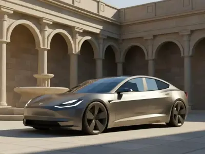 Futuristic Tesla Electric Car  Low Poly 3D Model Low-poly 3D model