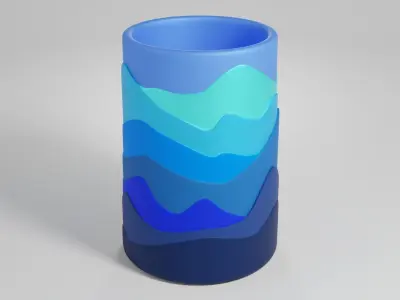 Pen pencil holder Vase Mountains silhouette Decoration 3D print model