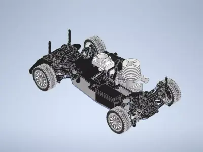 1 in 10 scale nitro 4wd radio controlled touring car 3D print model