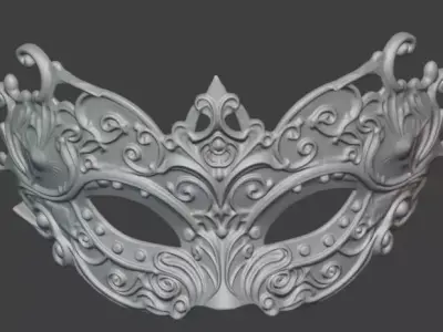 Elegant Ornamental Royal Masquerade Mask  3D print model