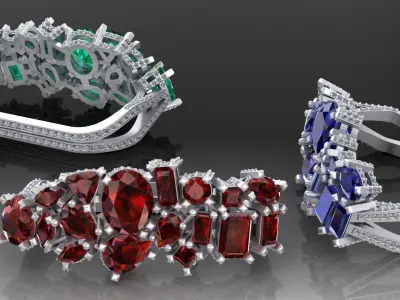 two finger Ring 3D print model