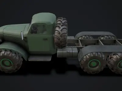 Gameready russian military truck 6X6 Low-poly 3D model