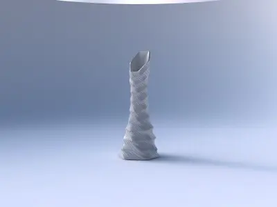 Vase twisted squeezed and bent hexagon with twisted grid plates 3D print model