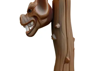 Stylized Wooden Dragon Tree Stump Low-poly 3D model