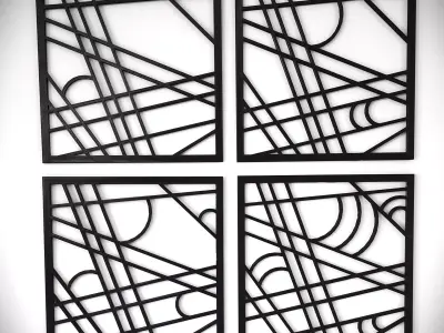 Wall Decor Lines and Arches 3D  Wall Art Set of 4 3D model