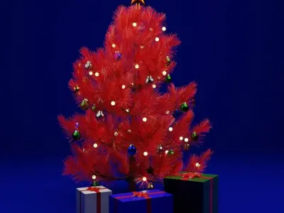 RED CHRISTMAS TREE 3D MODEL 3D model