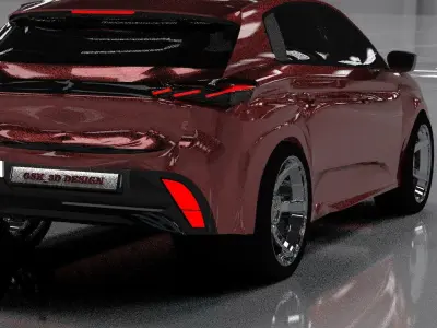 Peugeot 308 hybrid 3D MODEL  ONLY SURFACING 3D model