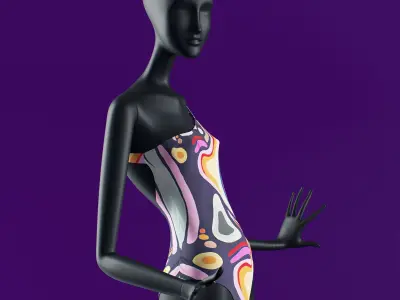 Woman Swimsuit VS One Shoulder One-piece 3D model