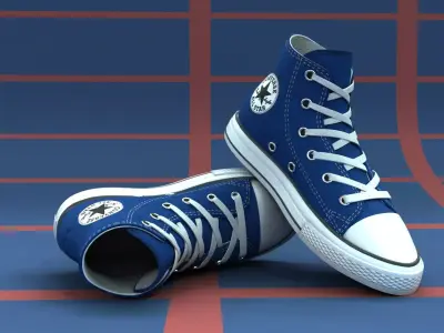 3D PBR Textures Footwear Shoes Color Blue  Low-poly 3D model