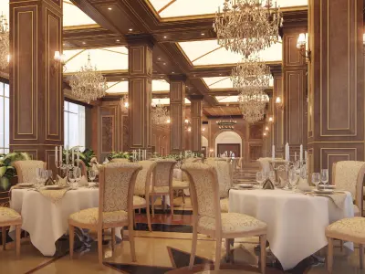 Wooden Restaurant 3D Model 3D model