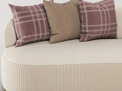 Curved Shape Luxury Faux Leather Sofa 3D model