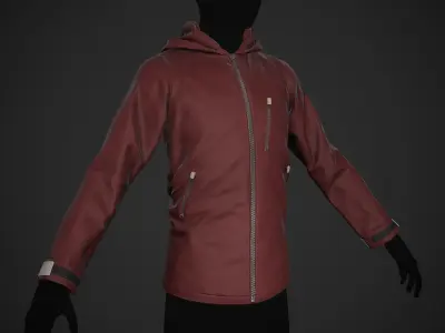 Red Snowboard Hoodie Style 1 Low-poly 3D model