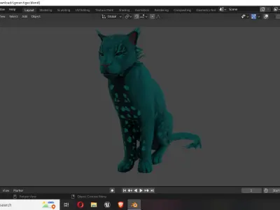 Green Fantasy Tiger Low-poly 3D model