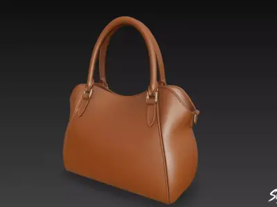 Brown Casual Tote Bag Low-poly 3D model