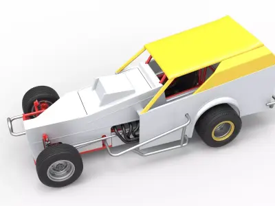 Vintage Dirt Modified stock car Version 7 Scale 1 to 25 3D print model