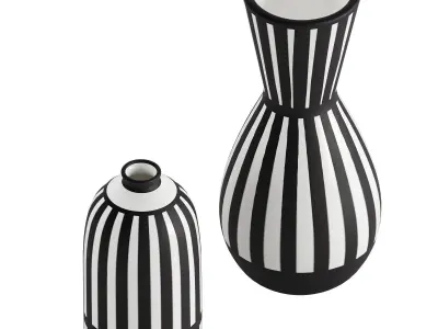 Scandi White and  Black Ceramic Vase 3D model