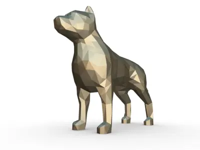 pit bull low poly 3D print model