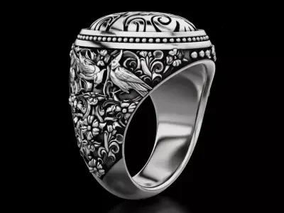 Stylish ring with patterns 619 3D print model 3D print model