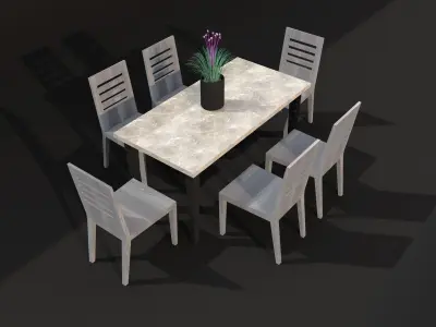 Modern Dining Table Set Free low-poly 3D model