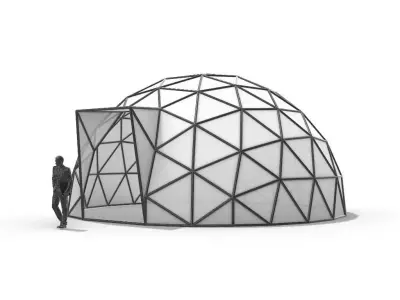 Geodesic Dome with Door Opening and enclosure Panels 3D model