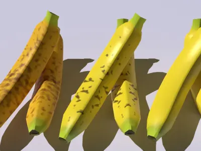 Lowpoly Banana three bananas Free low-poly 3D model