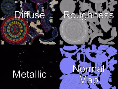 Vibrant Mandala Tapestry model pack Low-poly 3D model