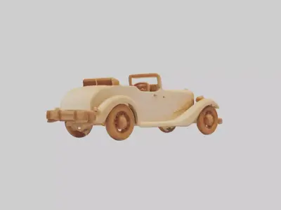 Wooden Car Model Low-poly 3D model